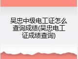 吴忠中级电工证怎么查询成绩(吴忠电工证成绩查询)