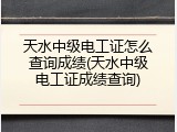 天水中级电工证怎么查询成绩(天水中级电工证成绩查询)