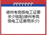德州考高级电工证要多少钱呢(德州考高级电工证费用多少)
