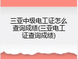 三亚中级电工证怎么查询成绩(三亚电工证查询成绩)