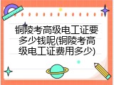 铜陵考高级电工证要多少钱呢(铜陵考高级电工证费用多少)