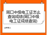 周口中级电工证怎么查询成绩(周口中级电工证成绩查询)