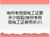 宿州考高级电工证要多少钱呢(宿州考高级电工证费用多少)