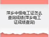 萍乡中级电工证怎么查询成绩(萍乡电工证成绩查询)