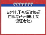 台州电工初级资格证在哪考(台州电工初级证考处)