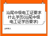 汕尾中级电工证要求什么学历(汕尾中级电工证学历要求)