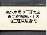 衡水中级电工证怎么查询成绩(衡水中级电工证成绩查询)
