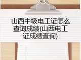 山西中级电工证怎么查询成绩(山西电工证成绩查询)