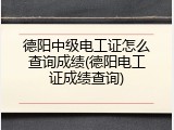 德阳中级电工证怎么查询成绩(德阳电工证成绩查询)