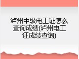 泸州中级电工证怎么查询成绩(泸州电工证成绩查询)