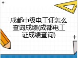 成都中级电工证怎么查询成绩(成都电工证成绩查询)
