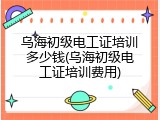 乌海初级电工证培训多少钱(乌海初级电工证培训费用)