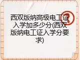 西双版纳高级电工证入学加多少分(西双版纳电工证入学分要求)