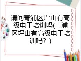 请问青浦区坪山有高级电工培训吗(青浦区坪山有高级电工培训吗？)