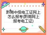 黔南中级电工证网上怎么报考(黔南网上报考电工证)