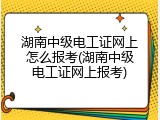 湖南中级电工证网上怎么报考(湖南中级电工证网上报考)