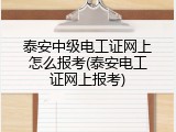 泰安中级电工证网上怎么报考(泰安电工证网上报考)