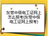 东营中级电工证网上怎么报考(东营中级电工证网上报考)