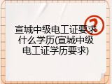 宣城中级电工证要求什么学历(宣城中级电工证学历要求)