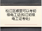 松江区哪里可以考初级电工证(松江初级电工证考处)