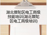 湖北普陀区电工高级技能培训(湖北普陀区电工高级培训)