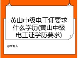 黄山中级电工证要求什么学历(黄山中级电工证学历要求)