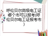呼伦贝尔高级电工证哪个市可以报考(呼伦贝尔电工证报考市)