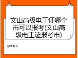 文山高级电工证哪个市可以报考(文山高级电工证报考市)