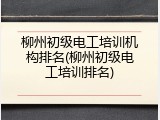 柳州初级电工培训机构排名(柳州初级电工培训排名)
