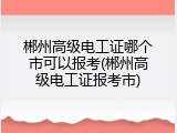 郴州高级电工证哪个市可以报考(郴州高级电工证报考市)