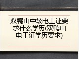 双鸭山中级电工证要求什么学历(双鸭山电工证学历要求)