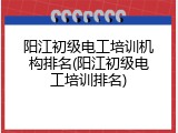 阳江初级电工培训机构排名(阳江初级电工培训排名)