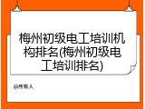 梅州初级电工培训机构排名(梅州初级电工培训排名)