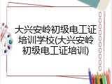 大兴安岭初级电工证培训学校(大兴安岭初级电工证培训)