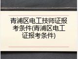 青浦区电工技师证报考条件(青浦区电工证报考条件)