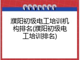 濮阳初级电工培训机构排名(濮阳初级电工培训排名)