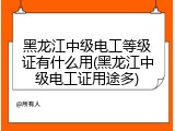 黑龙江中级电工等级证有什么用(黑龙江中级电工证用途多)