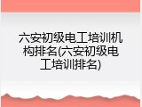 六安初级电工培训机构排名(六安初级电工培训排名)