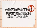 武隆区初级电工培训机构排名(武隆区初级电工培训排名)