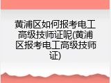 黄浦区如何报考电工高级技师证呢(黄浦区报考电工高级技师证)