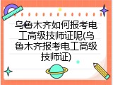乌鲁木齐如何报考电工高级技师证呢(乌鲁木齐报考电工高级技师证)
