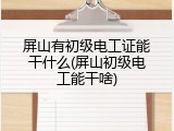 屏山有初级电工证能干什么(屏山初级电工能干啥)