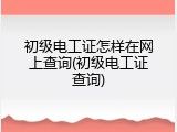 初级电工证怎样在网上查询(初级电工证查询)