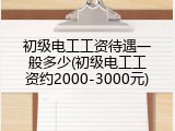 初级电工工资待遇一般多少(初级电工工资约2000-3000元)