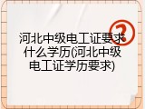 河北中级电工证要求什么学历(河北中级电工证学历要求)