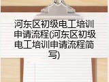 河东区初级电工培训申请流程(河东区初级电工培训申请流程简写)