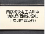 西藏初级电工培训申请流程(西藏初级电工培训申请流程)