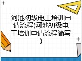 河池初级电工培训申请流程(河池初级电工培训申请流程简写)