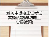 潍坊中级电工证考试实操试题(潍坊电工实操试题)