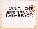 鸡西初级电工培训申请流程(鸡西初级电工培训申请流程简写)